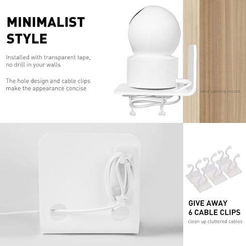 OAPRIRE White Floating Wall Shelves Set of 3 for Security Cameras, Baby Monitors, Speakers & More - Universal Acrylic Small Wall Shelf with Cable ...