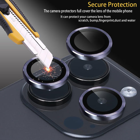 Camera Lens Protector for iPhone 14 Pro & iPhone 14 Pro Max, Tempered Glass Lens Protector Aluminum Alloy Ring Camera Cover Fits for iPhone 14 Pro...
