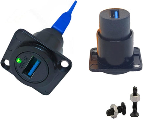 USB 3.0 D Panel Mount Solderless Connector USB 3.0 Female to Female Coupler Socket Pass Through Adapter Speed 5Gbps for Audio Video Optoelectronic...