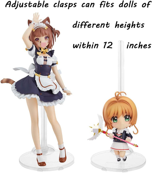 10Pcs Adjustable Doll Stands Display Holders, Action Figure Stand Toy Doll AccessoriesTransparent Plastic Mini Doll Display Stand Support for 11 t...