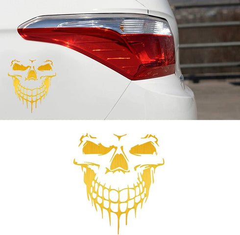 Skull Stickers and Decals for Car Windows Doors, 3D Reflective Waterproof Skull Decals for Cars Trucks (Golden)...