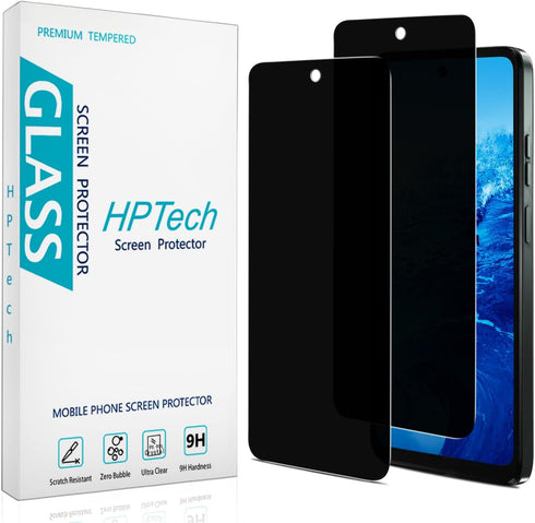 HPTech 2 Pack Privacy Screen Protector for Motorola Moto G 5G (2024) Anti Spy Tempered Glass, Bubble Free, Case Friendly...