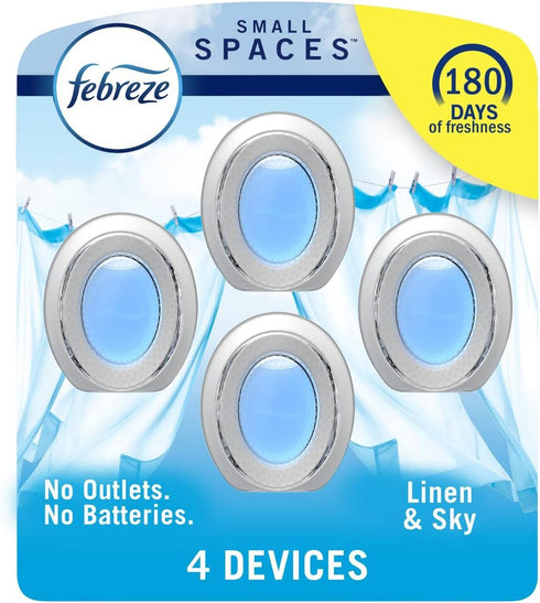 Febreze Small Spaces Air Freshener Linen & Sky, 25 fl. oz., Pack of 4...