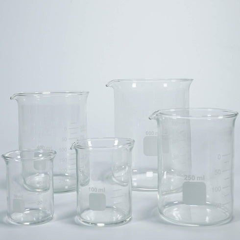 Glass Measuring Low Form Beaker Set Glass Graduated Beaker Set (50ml+100ml+250ml+400ml+600ml)...