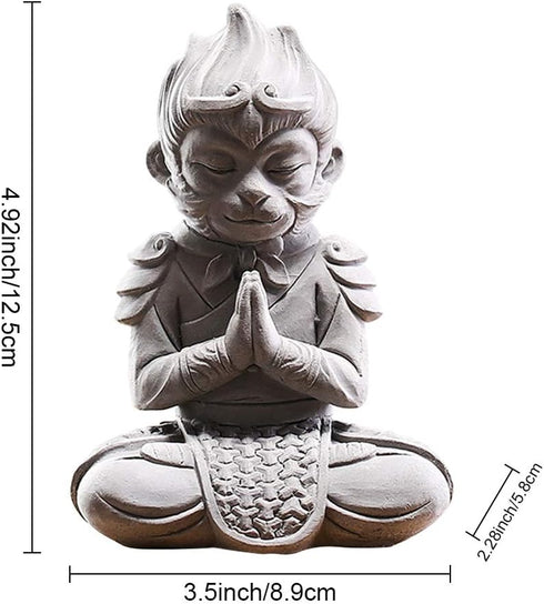 Aquarium Statue Monkey King Aquarium Decorations Asian Buddha Fish Decorations for Tank Collectible Figurines Sun Wukong Statue Solid Aquarium Dec...