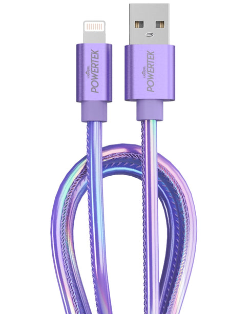 LIQUIPEL Powertek iPhone Charger Cable, 6 ft Fast Charging Lightning to USB Cord Adapter, Compatible for iPad, MFI Certified, Metallic Shine (Purp...