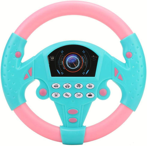 Rosvola Toy Steering Wheel, Steering Wheel Tool, Copilot Steering Wheel Tool, Easy Operation Portable Toddler Girls Boys Children for Kids (Pink B...
