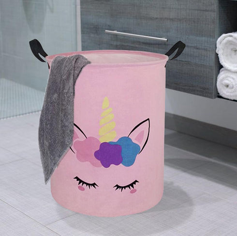 Round Laundry Hamper Storage Basket Laundry Organizer Hamper Storage Bins Clothes and Toys Box Nursery Hamper Gift Basket For Kids with Handles...