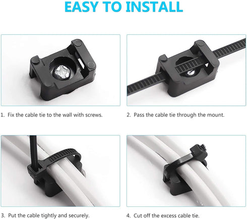 Cable Tie Mounting,100 Pcs Zip Tie Base,5 mm(M5) Screw Hole, 23x16x9(L*W*H) mm Cord Tie Mount Wire Tie Holder Fix Bottom Wire Management for Home/...