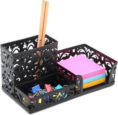 EasyPAG Desk Organizer with 3 Compartment for Pencil Sticky Note Holder and Office Accessories,Black...