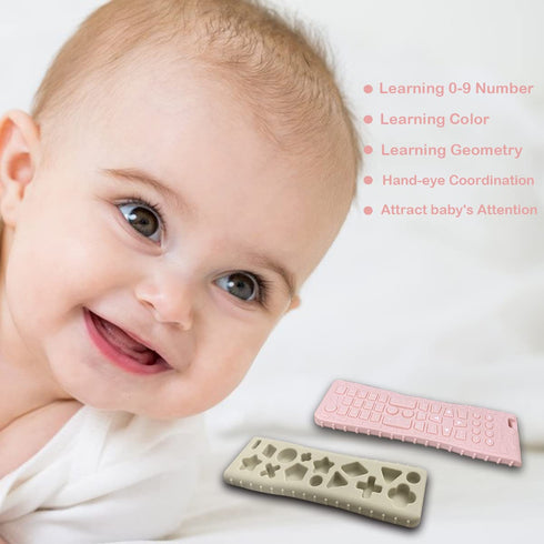 2Pack Silicone Baby Teething Toys, Soft Chew Toys with TV Remote Control Shape, Teether Early Educational Sensory Toy for Babies 3-12 Months Boys ...