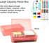 1 PCS Pencil Box,Double Layer Large Capacity Pencil Box,Translucent Plastic Hard Pencil Box, with Snap-tight Lid Stackable Pencil Box, Pencil Box ...