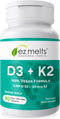 EZ Melts Dissolvable Vitamin D3 K2 5,000 IU, Bone & Joint Support, Sugar-Free, 3-Month Supply...