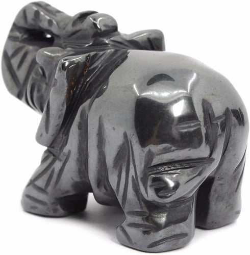Justinstones Carved Natural Hematite Gemstone Elephant Healing Guardian Statue Figurine Crafts 2 inch...