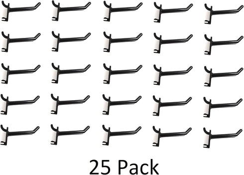 JSP Manufacturing 2" Plastic Pegboard Hooks Garage/Tools/Storage/Organization/Jewelry/Craft (25, Black)...