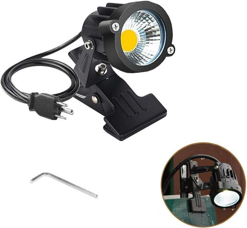 Youngine 1pcs 5W LED Clip on Light Outdoor Water Resistant Blackboard Signboard Lighting Adjustable Desk Stand Arm Lamp with Power Plug (Warm Whit...
