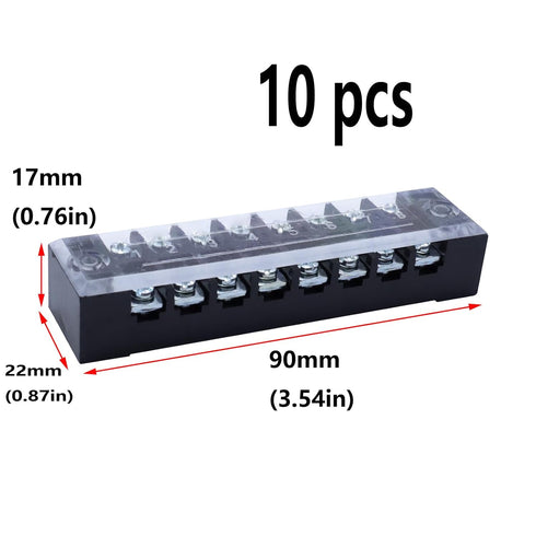 Antrader 10-Pack 8 Positions Dual Rows 600V 15A Wire Barrier Block Screw Terminal Strip with Cover TB-1508...