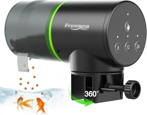 FREESEA Automatic Fish Feeder for Aquarium: Auto Fish Food Dispenser with Timer for Small Tank Betta Turtle - Battery Vacation Self Feeding for Fl...
