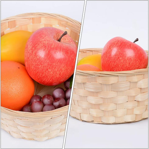Wooden Berry Baskets 3pcs Mini Woven Basket Round Bread Baskets Fruit Serving Basket Bamboo Storage Organizer Lightweight Food Baskets Candy Gift ...
