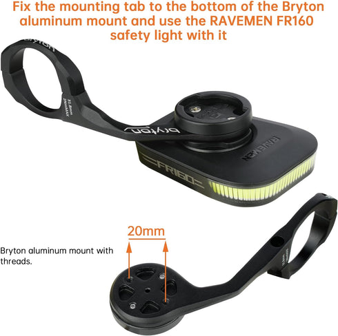 Ravemen AGM02 Mounting Tab Accessory for FR160 Compatible with Front Mounts with 20/21 mm Hole Distance Bryton Bike Mounts...