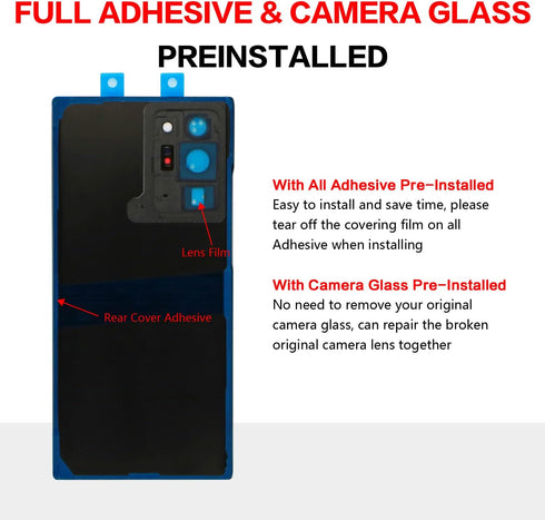 Compatible for Samsung Galaxy Note 20 Ultra Back Screen Glass Replacement 6.9-Inches SM-N986U All Carriers with Installation Manual + Repair Tool ...