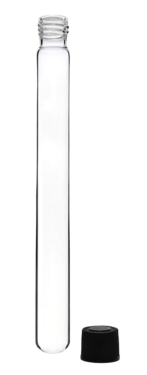 EISCO 12PK Test Tubes, 20ml - Bakelite Screw Cap with Rubber Liner - Borosilicate 3.3 Glass - 5.9" x 0.6" - Round Bottom - Leak Proof...