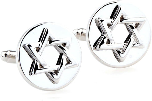 Jewish Star of David Cufflinks Pair Cufflinks in a Presentation Gift Box & Polishing Cloth...