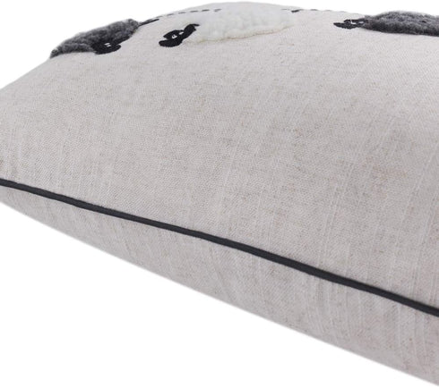 JWH Sheeps Pillow Cover Decorative Animal Embroidery Accent Pillow Case Lumbar Cushion Cotton Pillowcase for Sofa Couch Bed Living Room 12x20 Inch...