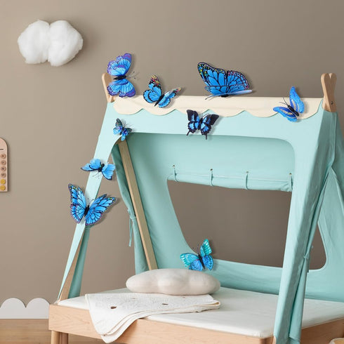 Somotersea 24Pcs 3D Butterfly Wall Decor - Removable Butterfly Decoration for Girls Room & Birthday Party - Blue...
