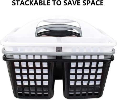 JiatuA Portable Shower Caddy Basket with Compartments Cleaning Supplies Organizer with Handle Plastic Storage Divided Tool Bin for Bathroom, Bedro...