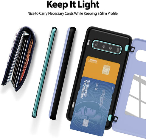 GOOSPERY Galaxy S10 Wallet Case with Card Holder, Protective Dual Layer Bumper Phone Case (Lilac Purple)...