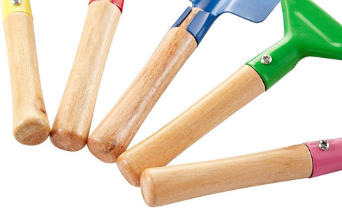 Kids Gardening Tools Set, 5PCS Gardening Tools for Kids Metal with Sturdy Wooden Handle Safe Gardening Tools 8" Children Beach Sandbox Toy...