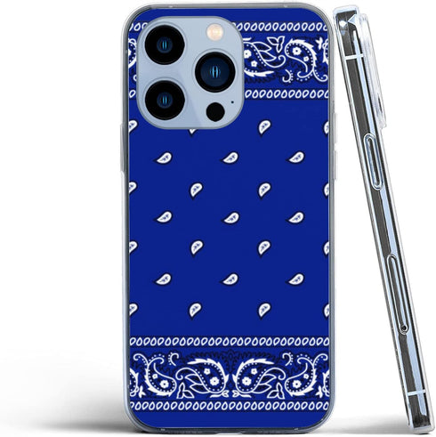 Phone Case Bandana Compatible with iPhone 14 Pro Case Blue Phone Case Waterproof Royal Accessories Charm...