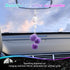 Bling Heart Diamond Car Hanging Accessories, Bling Love Heart and Cute Plush Balls, Crystal Car Rear View Mirror Charms for Women, Lucky Hanging P...