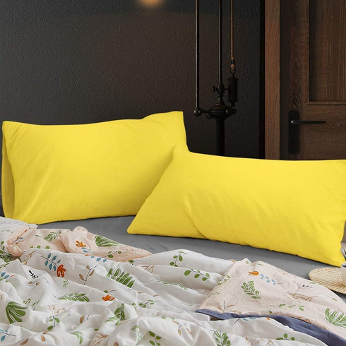 BEDSUM Microfiber Queen Pillowcases Set of 2, Soft Wrinkle Resistant and Easy Care Pillow Cases with Envelope Closure for Kids, 20x30 inches, Yell...