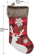 Christmas Stockings 2022, 18 Inches Burlap with Large Plaid Snowflake and Plush Faux Fur Cuff Stockings, for Home Decor (2 Pcs Plaid Snowflake)...
