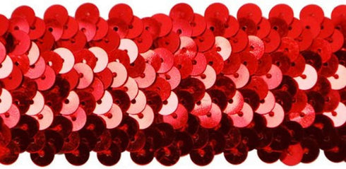 Trims by the Yard 4-Row Metallic Stretch Versatile Crafts Durable Sequin Trim for Costumes Fashion and Home Decor, 1 1/2-Inch, 10-Yard Cut, Red...