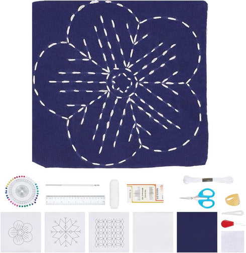 WEBEEDY Sashiko Kit DIY 10 Sets Sashiko Coaster Kit Japanese Traditional Cross Stitch Kit Embroidery Sewing Set Kit with Complete Sewing Accessori...