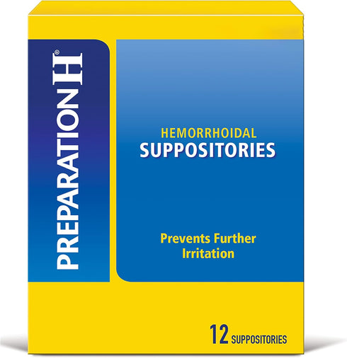 Preparation H Hemorrhoid Suppositories For Itching And Discomfort Relief - 12 Count (Pack of 1)...