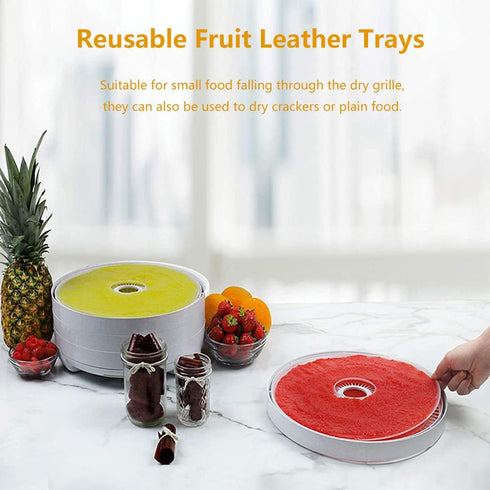 Round Fruit Leather Fruit Roll Up Tray Non stick Round Silicone Dehydrator Sheets Fruit Roll Sheets Food Machine Dryer Roll...