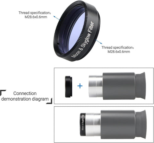 1.25 inch Moon Filter,Aluminum Alloy Sky Glow & Moon Filter Optical Glass for Telescope Eyepiece Cuts Light Pollution...