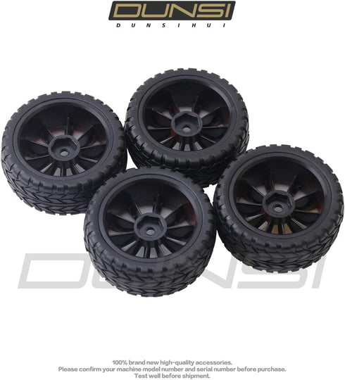4Pcs Hex Wheel Rims Rubber Tires Set 12mm OD 2.55" Compatible with 1/10 RC On-Road Touring Dri-ft Car H-S-P Red-cat H-P-I Tami-ya Hex Wheel Rims R...