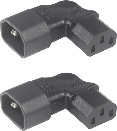 Right Angle C13 to C14 IEC AC Plug Adapter, 2 Pack, 90 Degree Design, PVC, Pure Copper, 250VAC 10A Max...