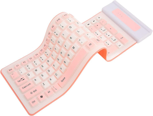 Silicone Keyboard, Foldable Silicone Keyboard Soft Waterproof Rollup Keyboard for PC Laptop Notebook, 103 Keys, Mute Typing, Lightweight ()...