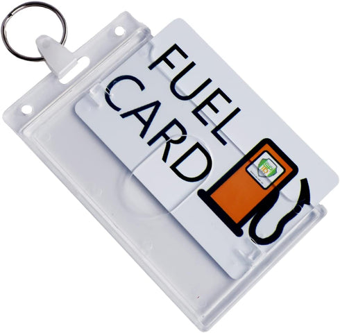 2 Pack - Rigid Fuel Card Holder with Key Ring - Clear Hard Plastic Card Protector Keychain for Fleet, Gas Cards, Company Cars and More by Speciali...