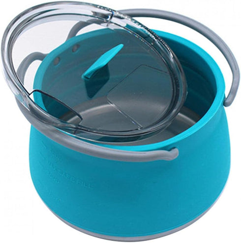 Folding Saucepan, Camp Cookware Hiking Silicone Folding Saucepan Water Kettle With Lid Cookware Travel Camping Pot(Blue)...