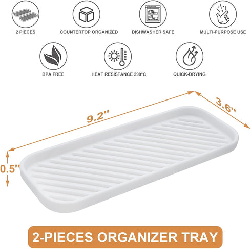 Silicone Organizer Tray, Soap and Sponge Holder for Kitchen Sink, Bathroom - Storage Tray for Dish Brush, Soap Dispenser, Dishwashing Accessories-...