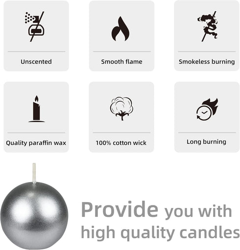 Zest Candle 12-Piece Ball Candles, 2-Inch, Metallic Silver...