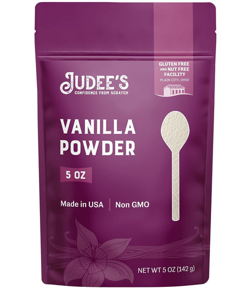 Judee's Premium Vanilla Powder 5 oz - Non-GMO and Made in the USA - Gluten-Free and Nut-Free - Add Extra Vanilla Flavor to Baked Goods, Coffee, Yo...