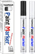 White and Black Permanent Markers Paint Pens-2 Pack Oil Based Paint Markers, Medium Tip, Quick Drying Paint Pens for Wood, Metal, Rock Painting, M...